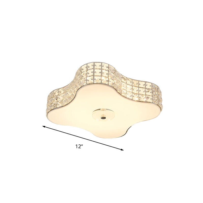 Simple Silver Flush Mount Led Ceiling Light With K9 Crystal For Starfish Bedroom - Available In 3