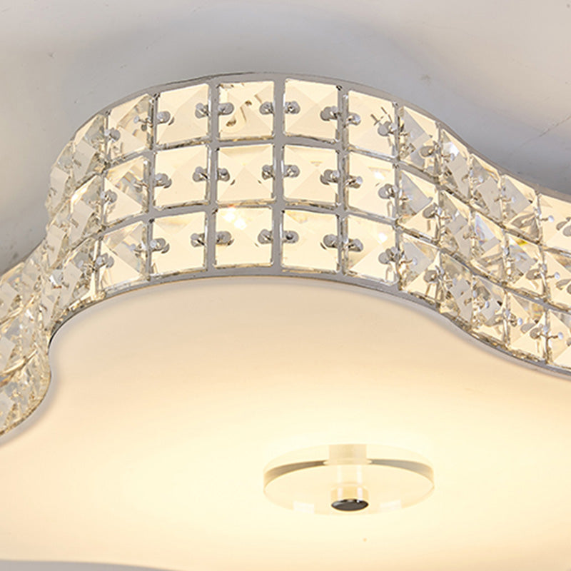 Simple Silver Flush Mount Led Ceiling Light With K9 Crystal For Starfish Bedroom - Available In 3