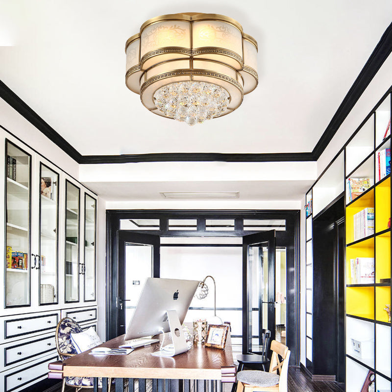 Modern Led Flush Mount Ceiling Light With Clear Crystal Flushmount Lamp For Living Room - Warm