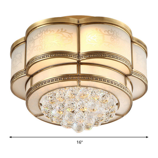 Modern Led Flush Mount Ceiling Light With Clear Crystal Flushmount Lamp For Living Room - Warm