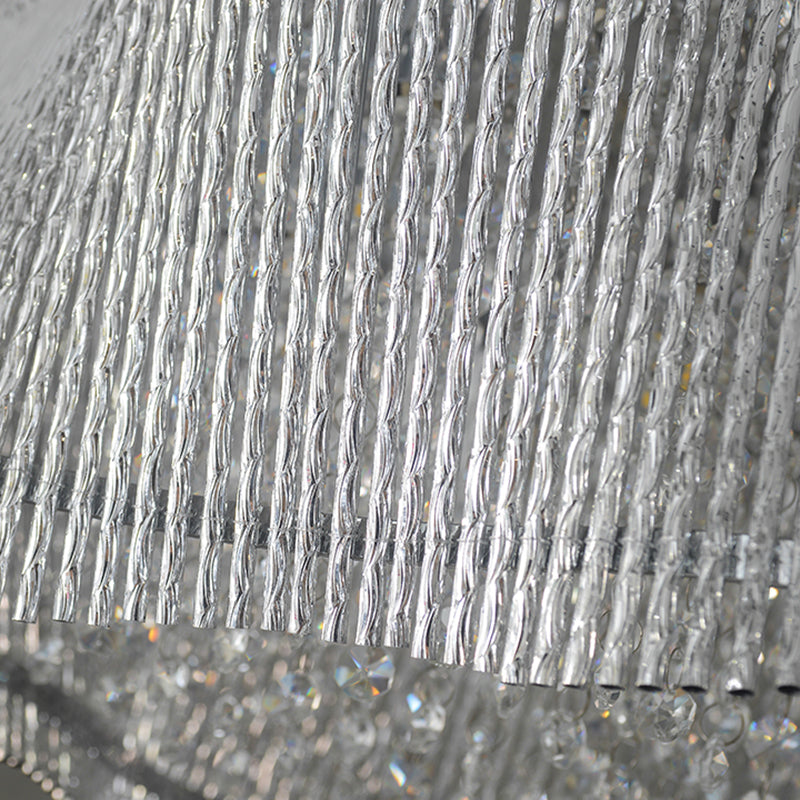 7 - Head Simple Chrome Flush Mount Ceiling Lamp With Crystal Rod Shade