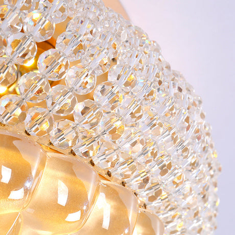 Sleek Crystal Beaded Led Flush Mount Ceiling Lamp - 14’/18’ Wide White/Warm Light
