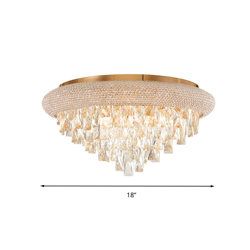 Gold Crystal Led Ceiling Light With Sleek Rectangle Design