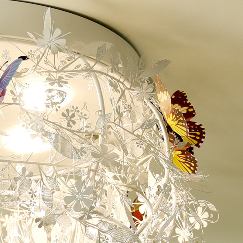 Cascade Teardrop Crystal Ceiling Light - 18/23.5 Wide Contemporary 5 Heads Nickel Flush Mount