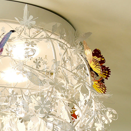Cascade Teardrop Crystal Ceiling Light - 18/23.5 Wide Contemporary 5 Heads Nickel Flush Mount