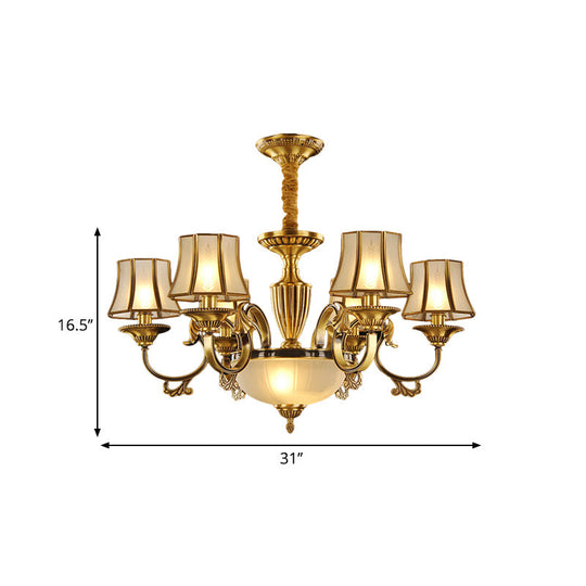 Gold Frosted Glass Bell Chandelier - 6/8 Heads Ceiling Pendant Light For Living Room
