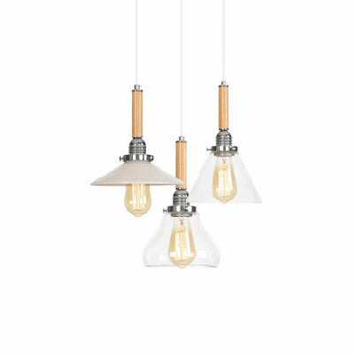 Chrome Pendant Light Fixture - Modern Cone/Flared/Gourd Shape 1 Clear Glass Hanging
