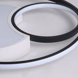 Modern Metal Circle Ceiling Light - 18/21.5 Wide Led Flush Lighting In Black And White Warm/White