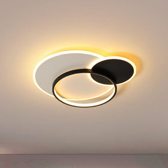 18’ 21.5’ Overlapping Acrylic Flush Mount Led Ceiling Light Simple Black White Warm Remote