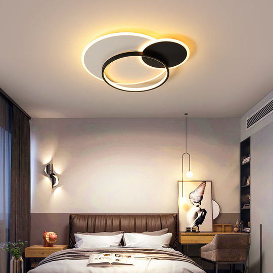 18’ 21.5’ Overlapping Acrylic Flush Mount Led Ceiling Light Simple Black White Warm Remote