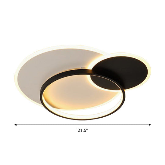 18’ 21.5’ Overlapping Acrylic Flush Mount Led Ceiling Light Simple Black White Warm Remote