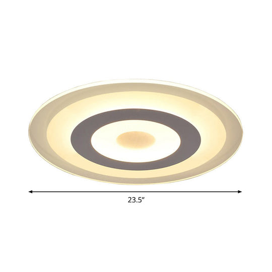 Simple Style White Led Ceiling Light - 16/19.5/23.5 Wide Flush Mount Disc Fixture With Dual Lighting
