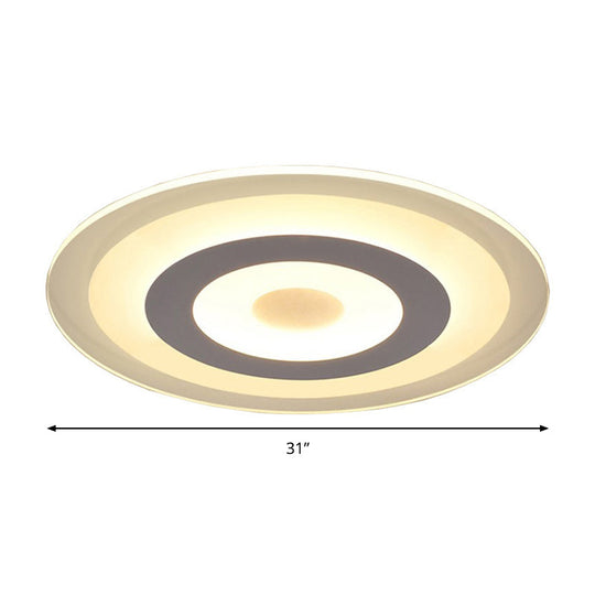 Simple Style White Led Ceiling Light - 16’/19.5’/23.5’ Wide Flush Mount Disc Fixture With