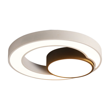 Modern Metal Black And White Round Led Flush Light - 16/19.5/23.5 Wide Warm/White