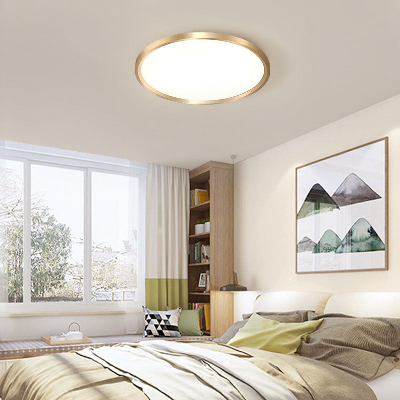 Gold Disk Flush Mount Led Ceiling Light In Warm/White 12’/16’/19.5’ Wide