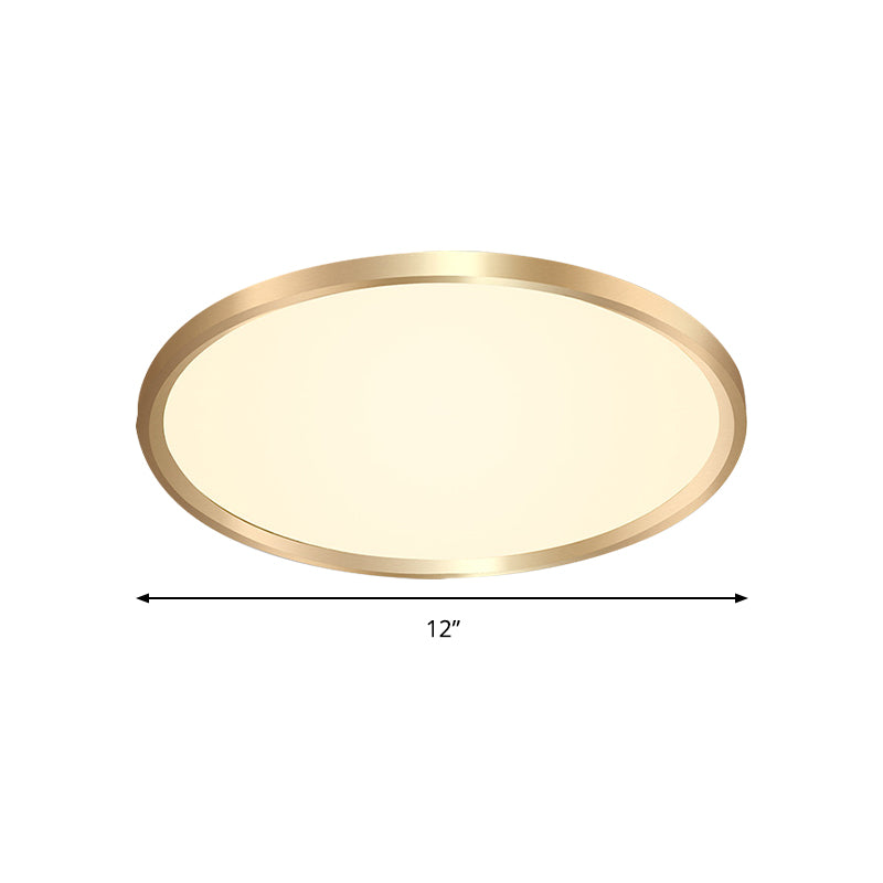 Gold Disk Flush Mount Led Ceiling Light In Warm/White 12’/16’/19.5’ Wide
