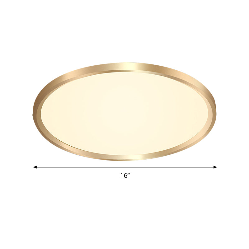 Gold Disk Flush Mount Led Ceiling Light In Warm/White 12/16/19.5 Wide