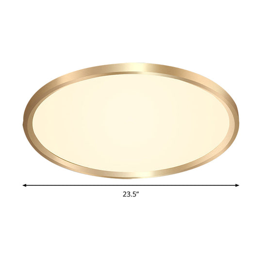 Gold Disk Flush Mount Led Ceiling Light In Warm/White 12’/16’/19.5’ Wide