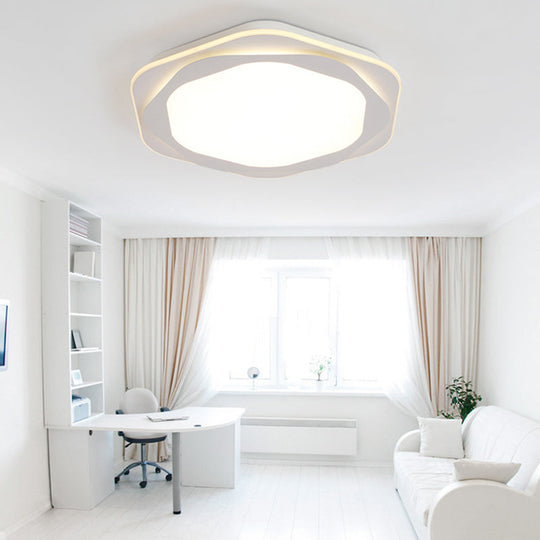Contemporary Hexagon Acrylic Flush Mount Led Ceiling Lamp - 16.5’/20.5’ Wide White Warm/White/3