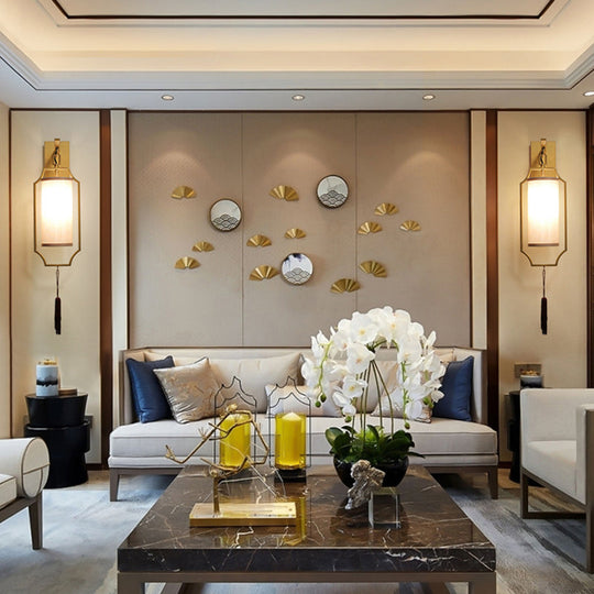 Traditional Gold Cylinder Wall Sconce Light Fixture - Perfect For Living Room Lighting