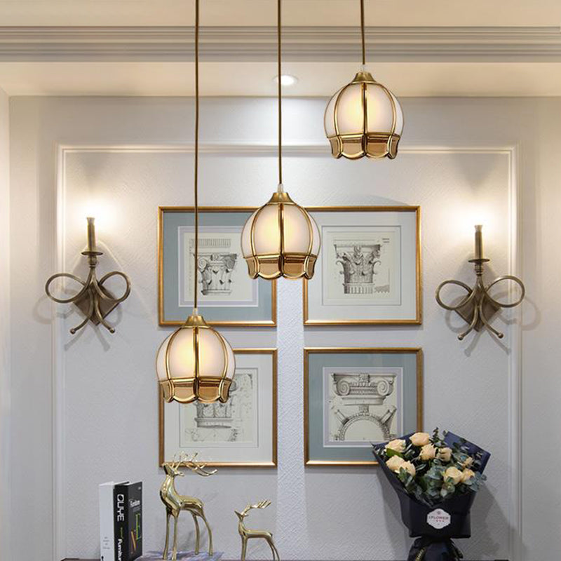 Retro Gold Glass Bud Pendant Ceiling Light