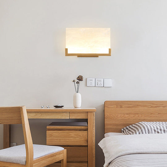 White Rectangle Acrylic Sconce Light - Classic Bedside Wall Mounted Lighting
