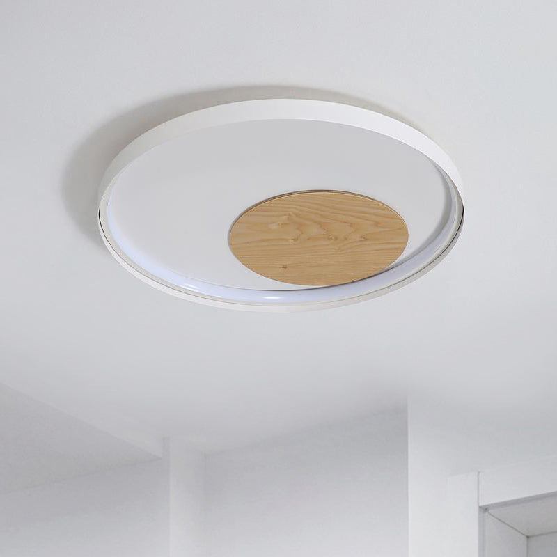 Modern Minimalist Disk Metal Ceiling Light Fixture - White/Black Led Flush Mount 12/16/19.5 Wide