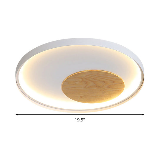 Modern Minimalist Disk Metal Ceiling Light Fixture - White/Black Led Flush Mount 12/16/19.5 Wide
