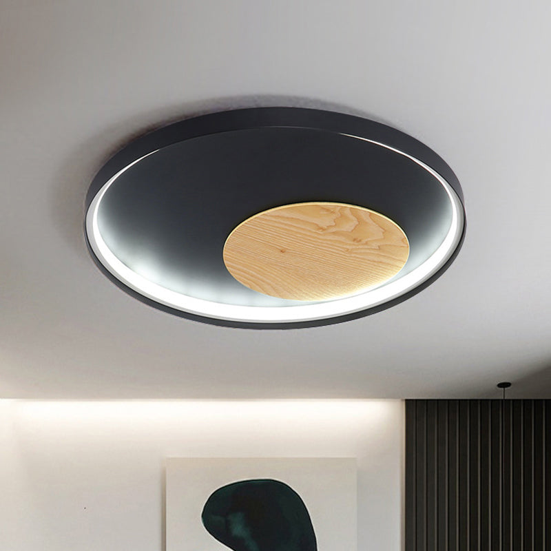 Modern Minimalist Disk Metal Ceiling Light Fixture - White/Black Led Flush Mount 12/16/19.5 Wide