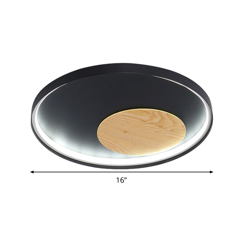 Modern Minimalist Disk Metal Ceiling Light Fixture - White/Black Led Flush Mount