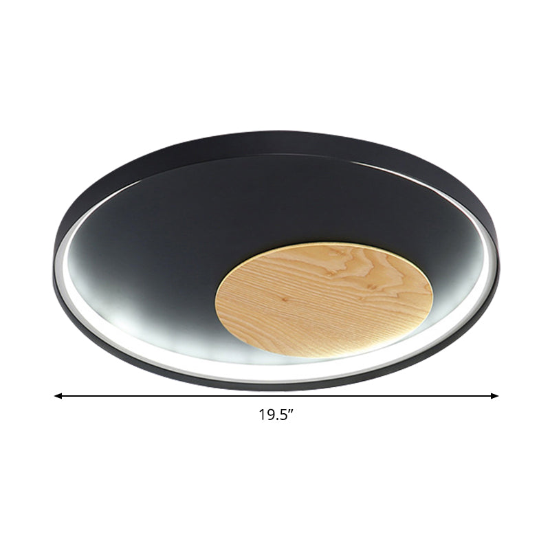 Modern Minimalist Disk Metal Ceiling Light Fixture - White/Black Led Flush Mount