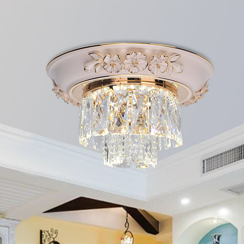 Minimalist Crystal Block Led Ceiling Fixture - Beige/Blue 12/14/18 Wide Beige / 12