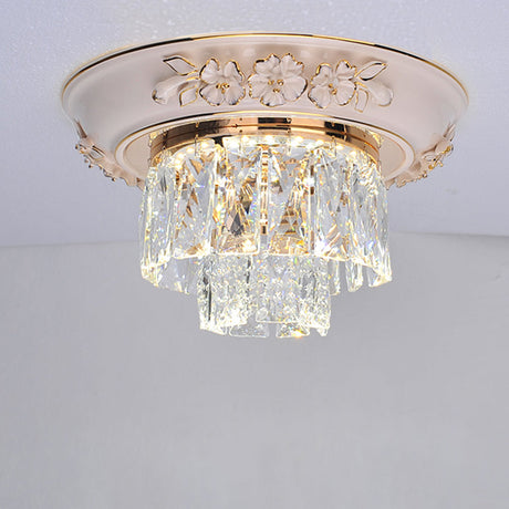 Minimalist Crystal Block Led Ceiling Fixture - Beige/Blue 12/14/18 Wide