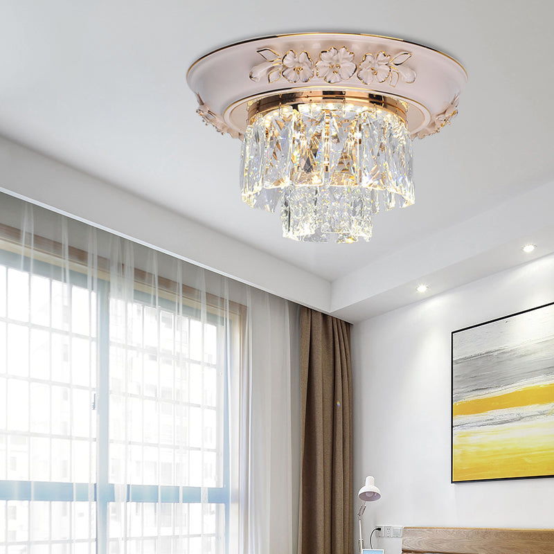 Minimalist Crystal Block Led Ceiling Fixture - Beige/Blue 12’/14’/18’ Wide