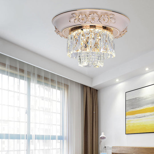 Minimalist Crystal Block Led Ceiling Fixture - Beige/Blue 12/14/18 Wide