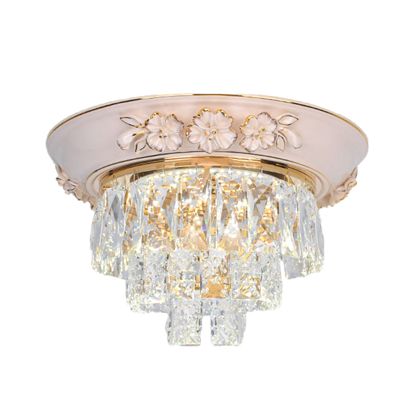 Minimalist Crystal Block Led Ceiling Fixture - Beige/Blue 12/14/18 Wide