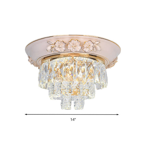 Minimalist Crystal Block Led Ceiling Fixture - Beige/Blue 12/14/18 Wide