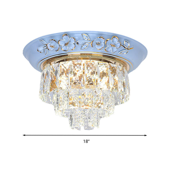 Minimalist Crystal Block Led Ceiling Fixture - Beige/Blue 12’/14’/18’ Wide