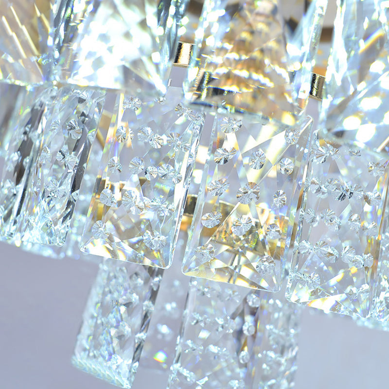 Minimalist Crystal Block Led Ceiling Fixture - Beige/Blue 12/14/18 Wide