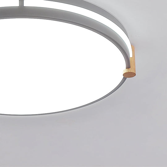 Simple Style Gray Macaron Drum Ceiling Lamp - Led Flush Mount Lighting In 12’/16’/19.5’