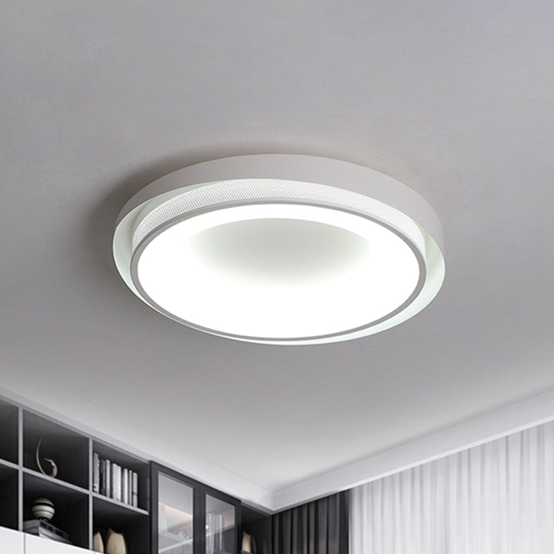 Contemporary White Drum Metal Ceiling Light - 18/21.5 Wide Led Flush Mount Fixture In Warm/White/3