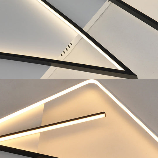 Modern Acrylic Double V - Shape Ceiling Lamp Black And White Led Flush Mount Light With Stepless