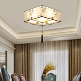 Classic Square Fabric Flush Light: 4-Light Ceiling Mount For Bedroom (White)