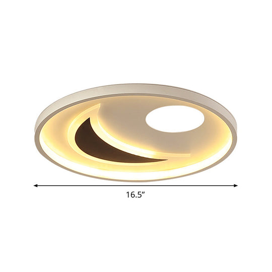 Minimalistic Geometric Acrylic Ceiling Mount Led Flush Light - Black & White-16.5/20.5 Wide Remote