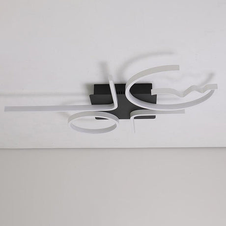 Contemporary Geometric Flush Mount Lighting - Acrylic 3/4 Lights Black/White Warm/White Light 4 /