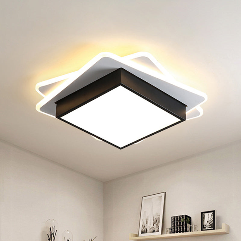 Contemporary Black Led Flush Mount Ceiling Light With Warm/White Lighting