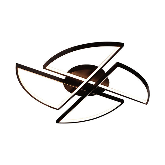 Modern Geometric Acrylic Led Flush Mount Ceiling Light In Black - Warm/White Wide Sizes