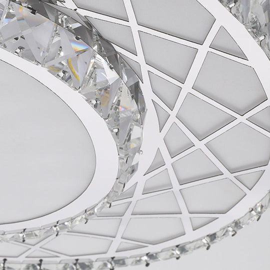 Minimalist K9 Crystal Drum Flush Mount Lamp With Led Ceiling Light In Warm/White