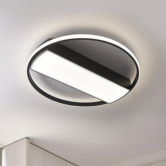 Modern Acrylic Led Ceiling Light For Stairway - Rectangle Flush Mount In Black Or White 16-24’