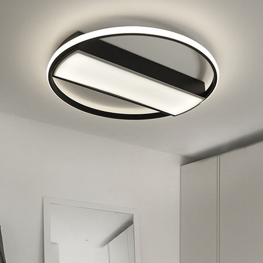 Modern Acrylic Led Ceiling Light For Stairway - Rectangle Flush Mount In Black Or White 16-24’ Wide